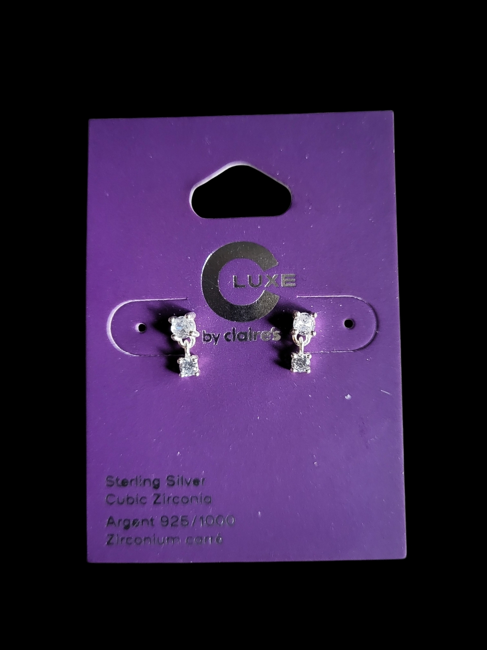 Sterling Silver Cubic Zirconia Drop Earrings - Silver